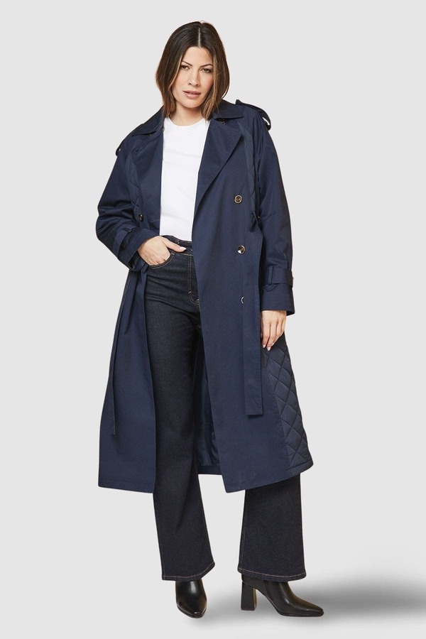 ウォリス レディース アウター ジャケット・ブルゾン コート Wallis Padded Belted Trench Coat Navy ネイビー｜ReVida 店