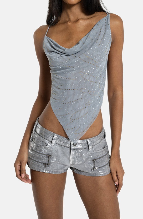ジェーデッド レディース トップス シャツ オープンバック JADED LONDON Rhinestone Cowl Neck Open Back Top GREY グレー｜ReVida 店