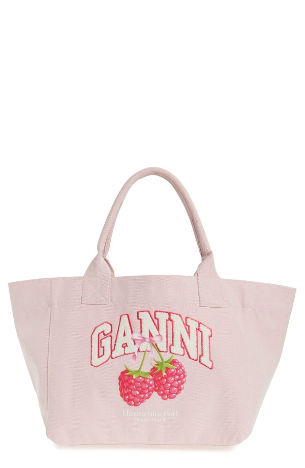 ガニー レディース バッグ Ganni Medium Trapeze Canvashopper Bag EGRET|ReVida 店
