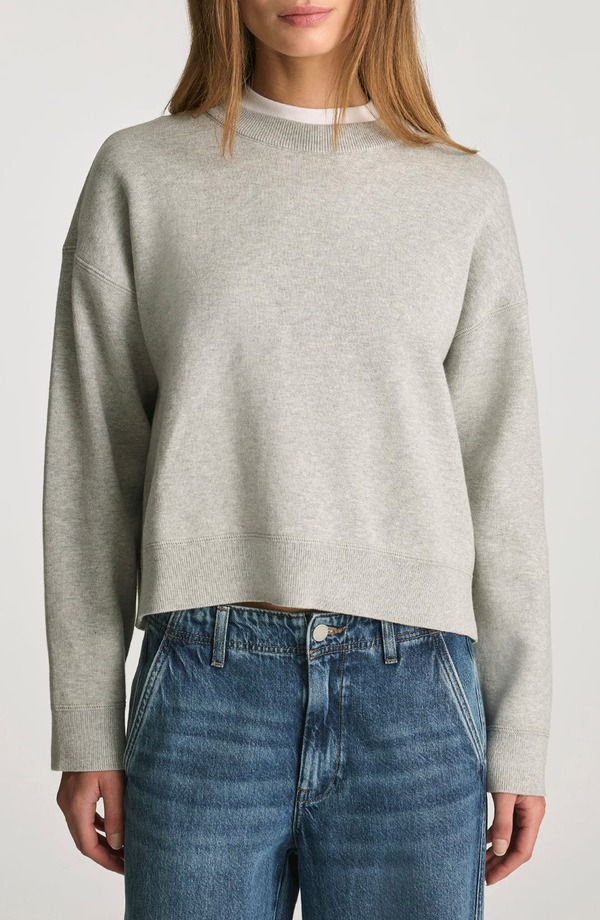 マーヴィ ジーンズ レディース アウター パーカー・スウェット シャツ コットン Mavi Jeans Crop Cotton Blend Sweatshirt LIGHT GREY MELANGE グレー|ReVida 店