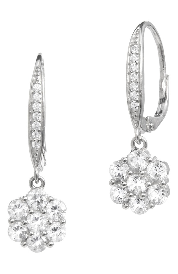 サビーシージュエルズ レディース アクセサリー ピアス・イヤリング フラワー柄 フラワー SAVVY CIE JEWELS Cubic Zirconia Floral Drop Earrings WHITE ホワイト|ReVida 店