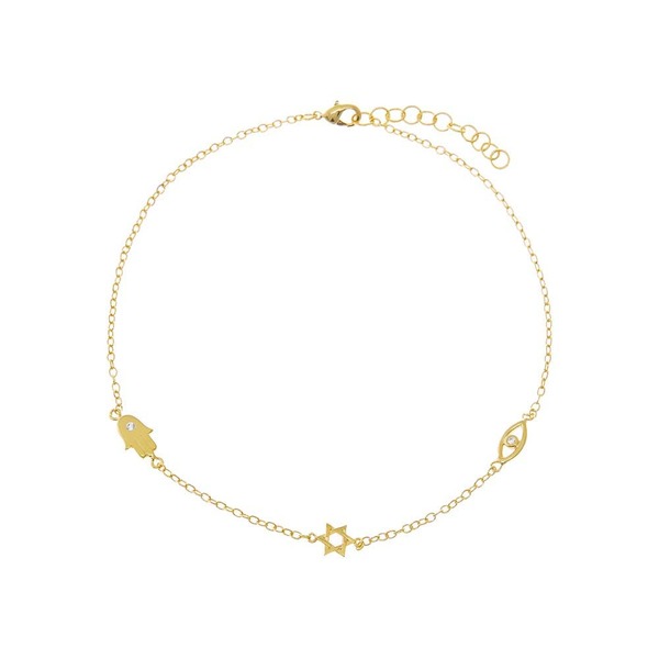 バイ アディナ エデン レディース アクセサリー ブレスレット・バングル・アンクレット アンクル BY ADINA EDEN CZ Protection Symbol Charm Anklet Gold ゴールド|ReVida 店