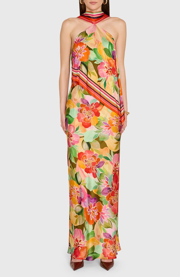 アマンダ アプリチャード レディース トップス ワンピース フラワー柄 プリント フラワー Amanda Uprichard Irena Floral Print Scarf Gown DOMINICA SCARF PRINT｜ReVida 店