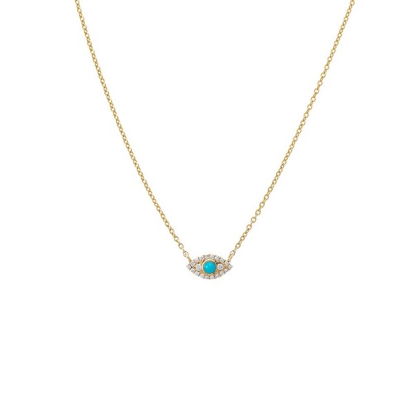 バイ アディナ エデン レディース アクセサリー ネックレス・チョーカー レース BY ADINA EDEN Diamond Pave X Turquoisevil Eye Necklace 14K Turquoise ターコイズ|ReVida 店
