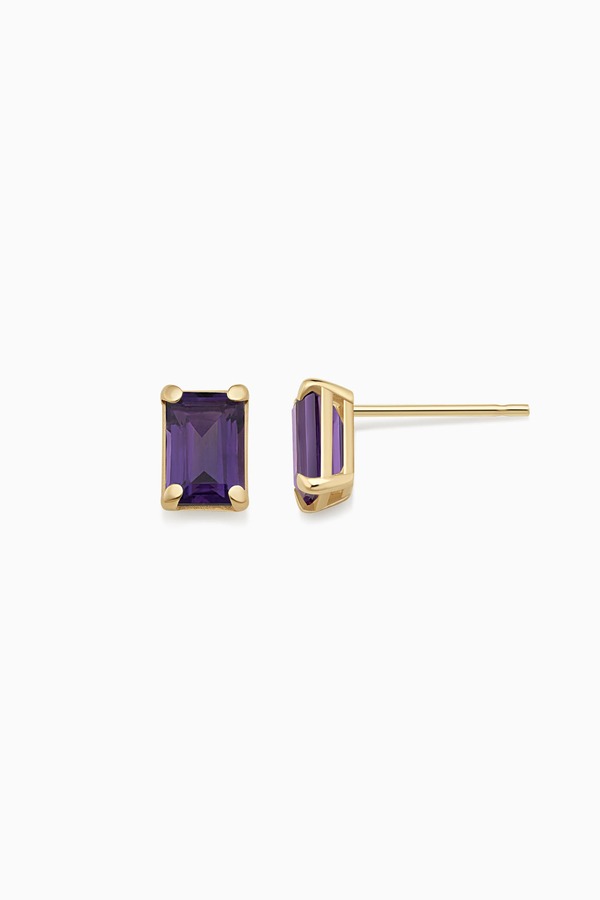 オラディナ レディース アクセサリー ピアス・イヤリング Oradina 14K Goldate Me Birthstone Stud Earrings Amethyst - February ゴールド｜ReVida 店