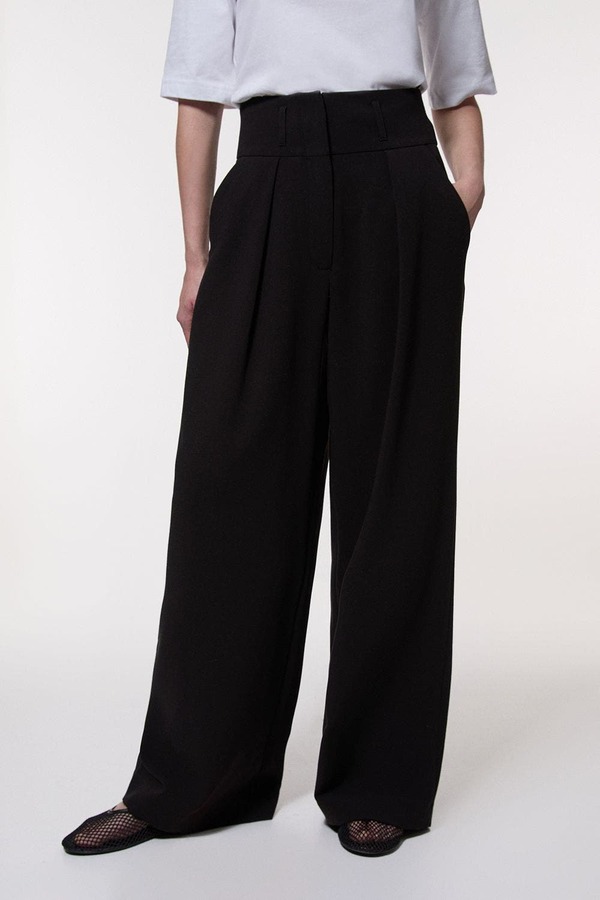 カレンミレン レディース ボトムス レギンス ワイドレッグ プチ Karen Millen Petite Tailo red Wide Leg Trouser (Petite) Black ブラック｜ReVida 店