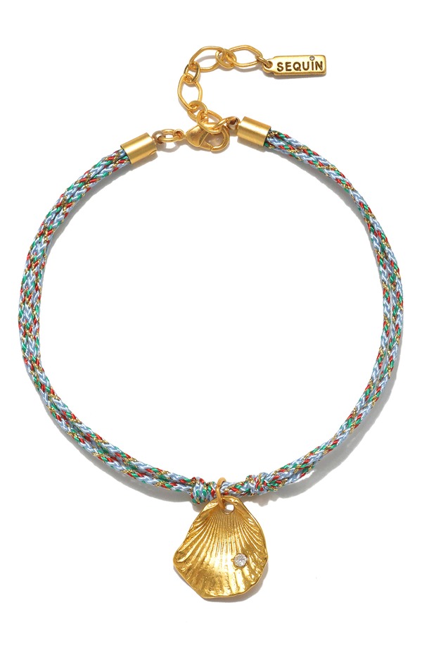 セクイン レディース アクセサリー ブレスレット・バングル・アンクレット アンクル Sequin Concha Cord Seashell & Crystal Anklet MULTI/ GOLD ゴールド|ReVida 店