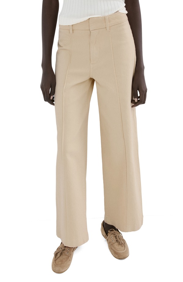 マンゴ レディース ボトムス デニムパンツ ワイドレッグ ハイウエスト プラスサイズ ジーンズ MANGO Seamed High Waist Wide Leg Jeans (Plus Regular) VANILLA｜ReVida 店