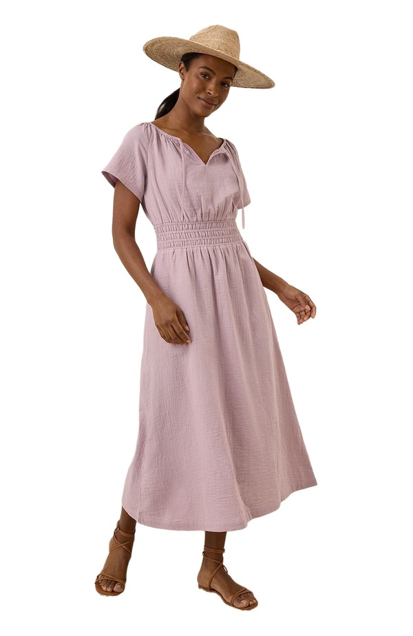 パクト レディース ボトムス カジュアルパンツ ミディワンピース ミディ コットン Pact Organicotton Coastal Double Gauze Boho Midi Dress Lavender Haze ラベンダー｜ReVida 店 24,336円