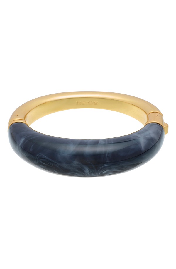 レイス レディース アクセサリー ブレスレット・バングル・アンクレット Reissalma Scoop Bangle Bracelet GOLD TONE / BLACK MARBLE ブラック｜ReVida 店