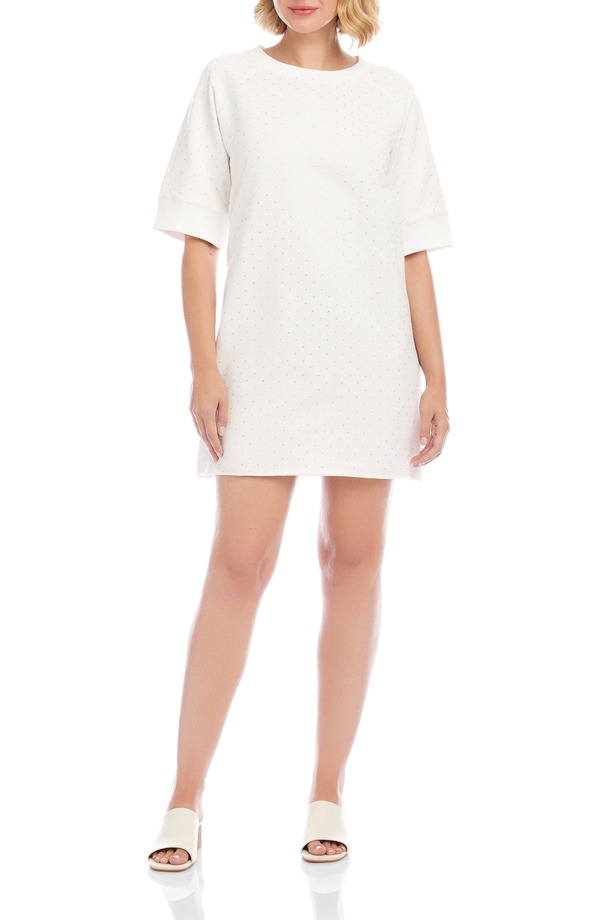 カレンケーン レディース トップス ワンピース パイル Karen Kanembellished French Terry Shift Dress OFF WHITE オフホワイト|ReVida 店