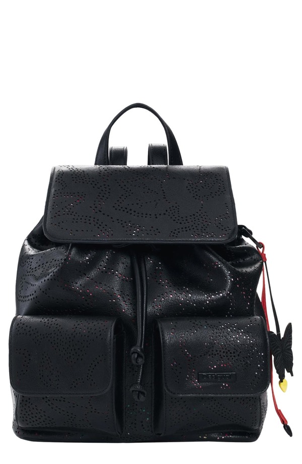 デジグアル レディース バッグ バックパック・リュックサック ミニ Desigual Mini Perforatedesign Convertible Backpack BLACK ブラック｜ReVida 店