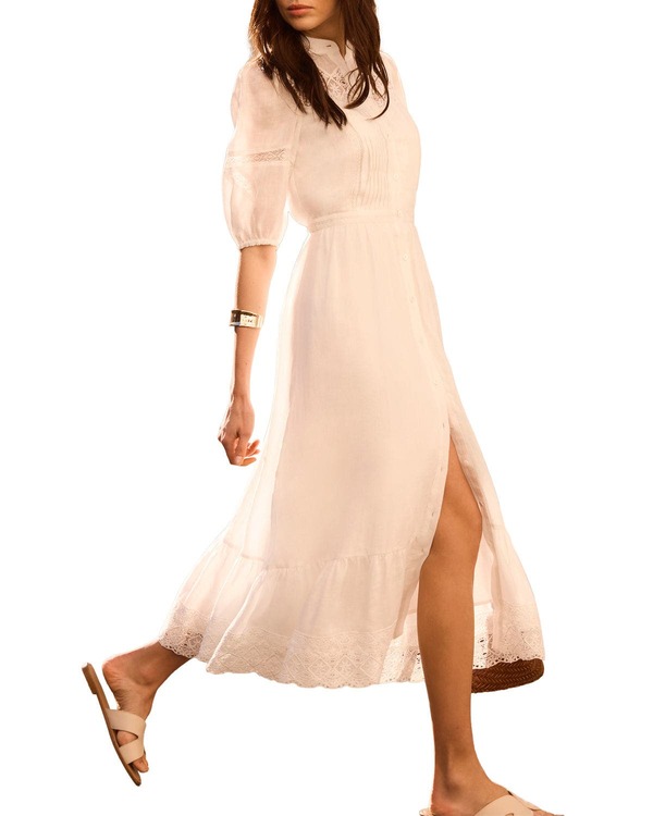 ミルトンベルベット レディース トップス ワンピース ミディ MINT VELVET Ramie Puff Sleeve Midi Dress Ivory アイボリー｜ReVida 店