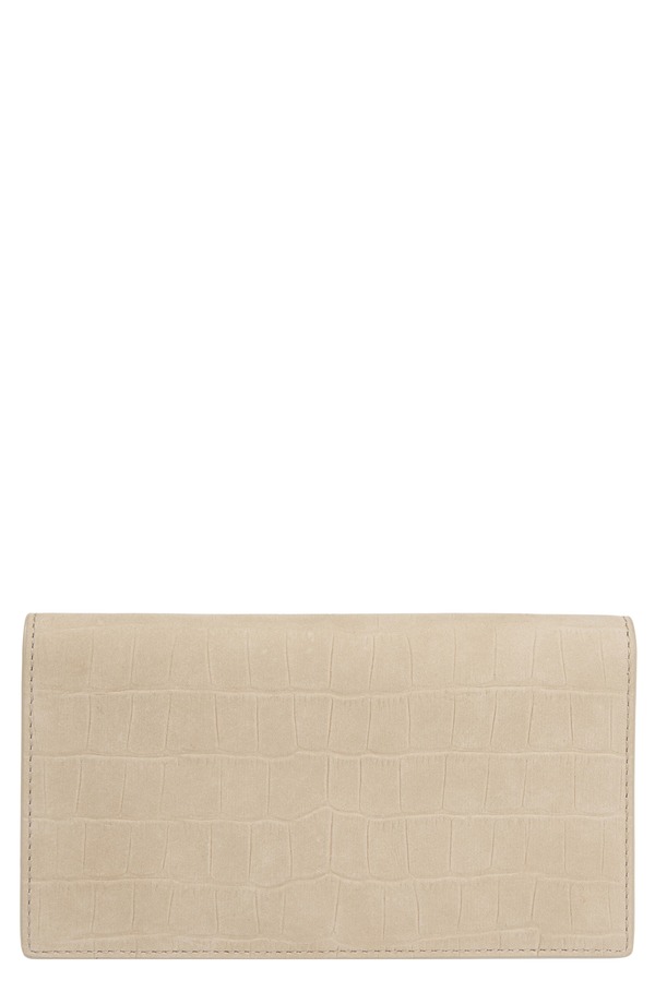 ヴィンス レディース アクセサリー 財布 レザー Vince Continental Croc Embossed Nubuck Leather Wallet MARZIPAN|ReVida 店