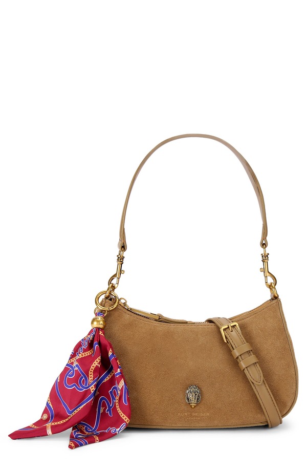 カートジェイガーロンドン レディース バッグ スエード Kurt Geiger London Sloane Suede Hobo Crossbody Bag TAN タン|ReVida 店