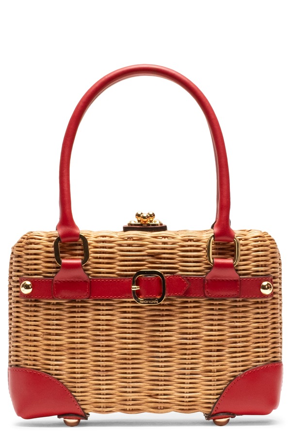 フランセスバレンタイン レディース バッグ Frances Valentine Lady Basket Wicker Handheld Bag RED レッド｜ReVida 店 57,640円