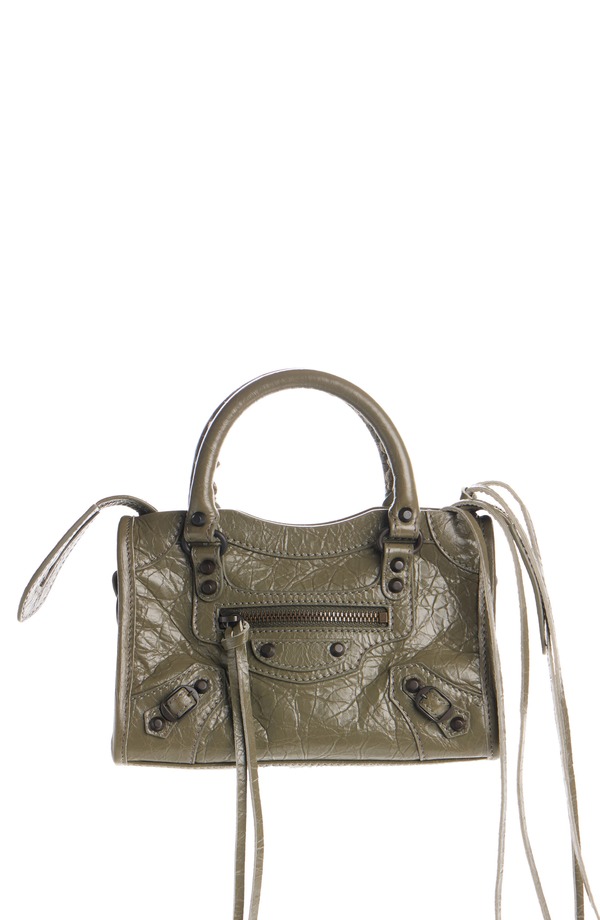 バレンシアガ レディース バッグ レザー Balenciaga Smalle City Leather Satchel 3258 ARMY GREEN グリーン|ReVida 店