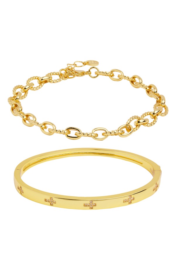 アルジェントヴィーヴォ レディース アクセサリー ブレスレット・バングル・アンクレット ARGENTO VIVO Cross & Link Set of 2 Bracelets GOLD ゴールド|ReVida 店