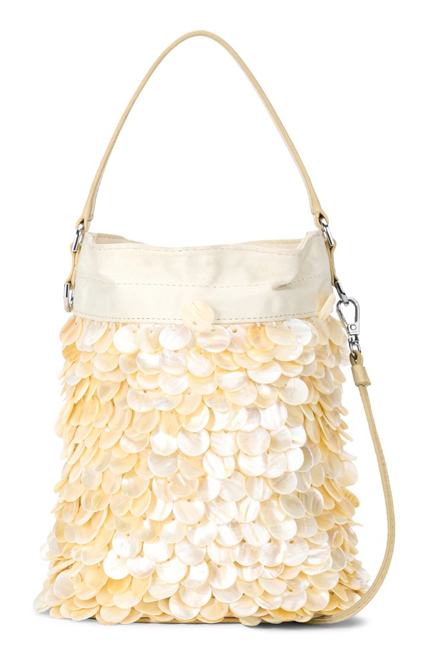 スタウド レディース バッグ ミニ STAUD Mini Lila Pearl Paillette Bucket Bag CREAM クリーム|ReVida 店