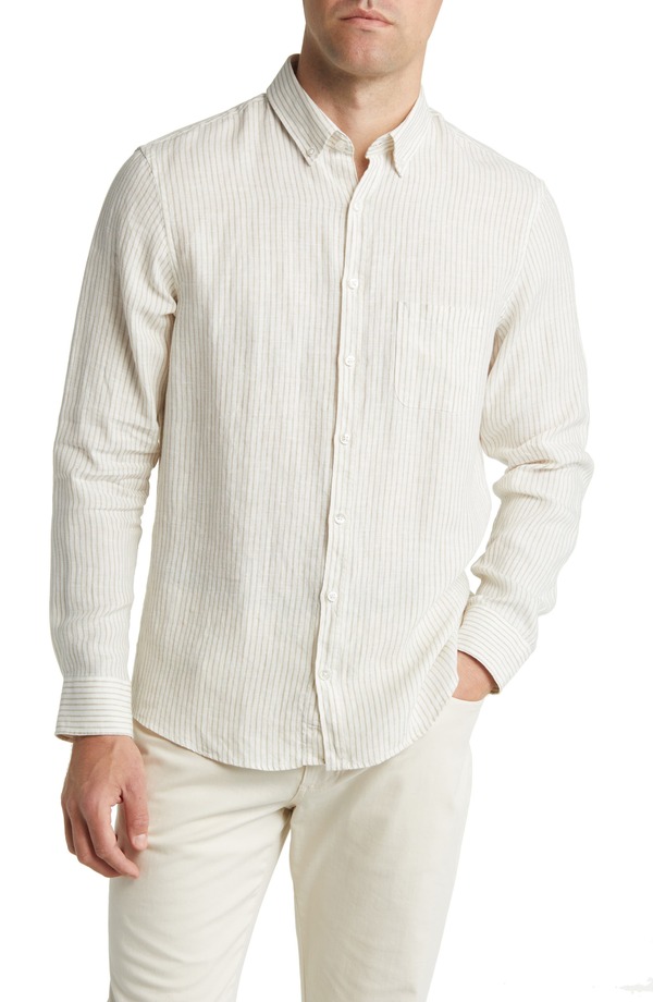 ブラックス メンズ トップス シャツ ダウン リネン Brax Danielinen Button-Down Shirt COCONUT｜ReVida 店