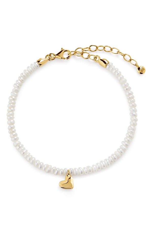 モニカヴィナダー レディース アクセサリー ブレスレット・バングル・アンクレット ミニ Monica Vinader Mini Heart Freshwater Pearl Bracelet 18CT GOLD VERMEIL / PEARL パール｜ReVida 店