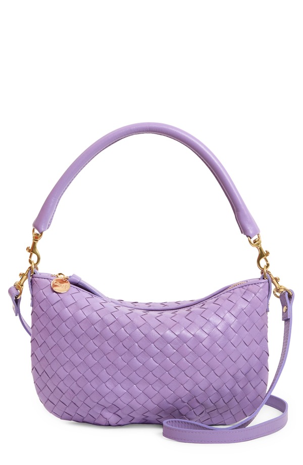 クレアブイ レディース バッグ レザー Clare V. Petit Moyen Woven Leather Messenger Bag JACARANDA｜ReVida 店