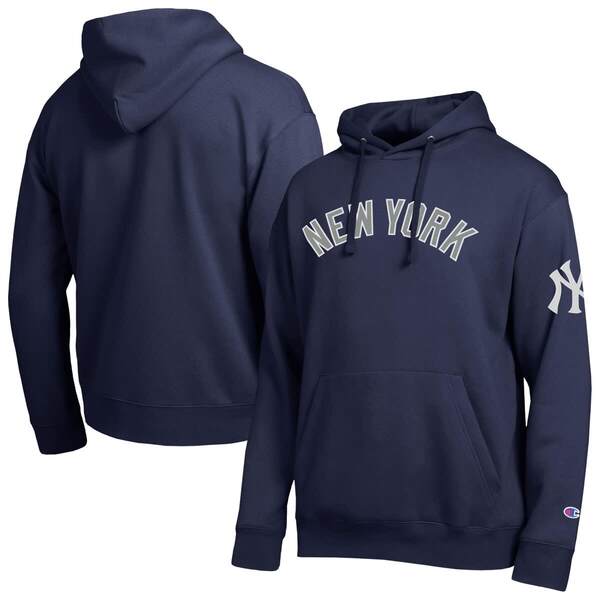 チャンピオン メンズ アウター パーカー・スウェット Men's Champio navy New York Yankees All Star Wordmark Hoodie Navy ネイビー｜ReVida 店