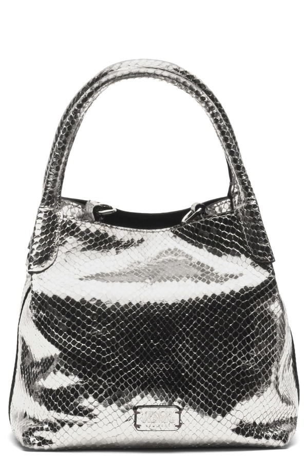 フランセスバレンタイン レディース バッグ Tシャツ トール レザー Frances Valentine Teeny Sweet Pea Snakeskin Embossed Metallic Leather Handbag SILVER シルバー|ReVida 店