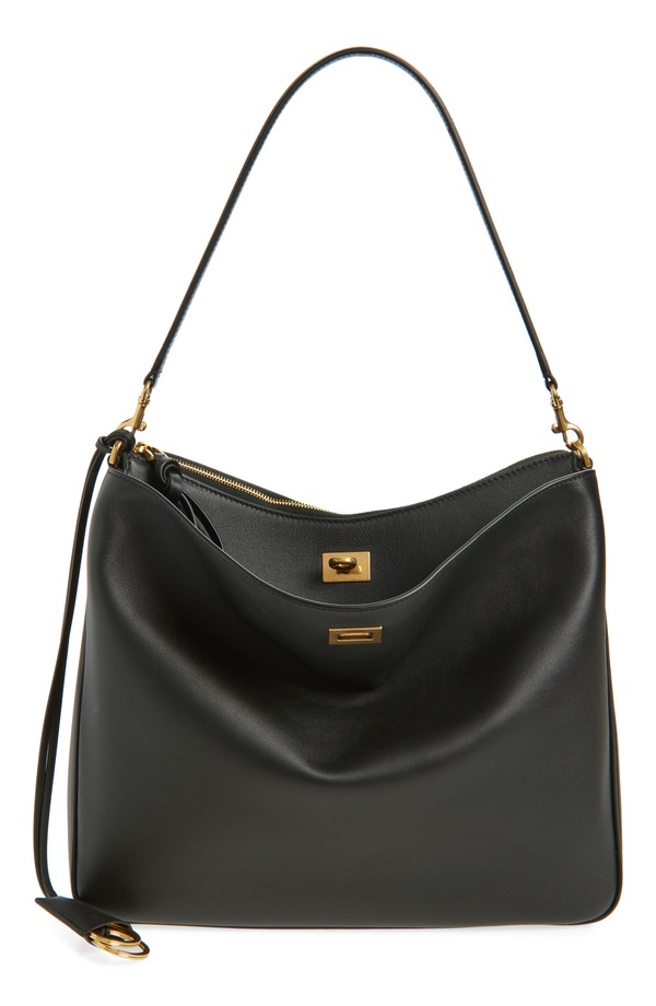 バレンシアガ レディース バッグ レザー Balenciaga Medium Rodeo Leather Hobo Bag 1000 BLACK ブラック｜ReVida 店