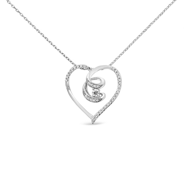 ハウスオブブリリアンス レディース アクセサリー ネックレス・チョーカー レース Haus of Brilliance Silver 1/4 Cttw Diamond Open Heartwisted Awareness Ribbon Pendant Necklace White ホワイト|ReVida 店