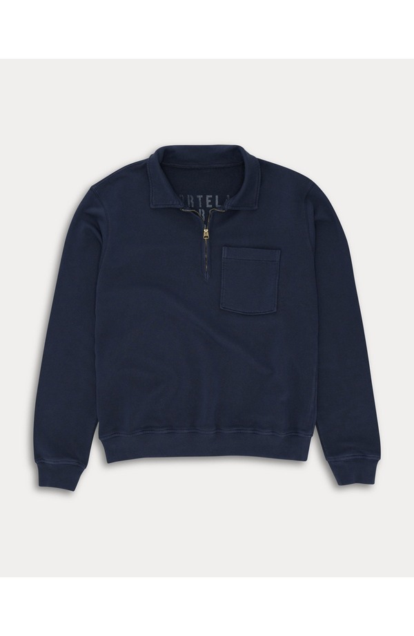 フォルテラ メンズ アウター パーカー・スウェット シャツ コットン Fortela Cotton Zip-Up Sweatshirt Navy Blue ネイビー｜ReVida 店