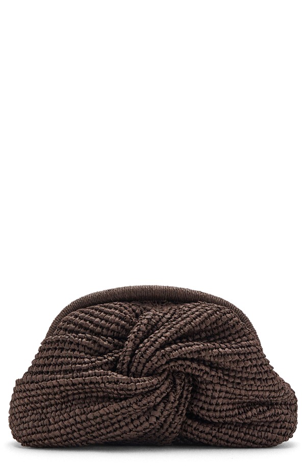 マンゴ レディース バッグ MANGO Natural Fiber Frame ClutchOCOLATE チョコレート｜ReVida 店
