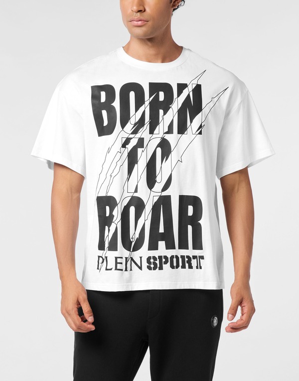 プレイン スポーツ メンズ トップス Tシャツ PLEIN SPORT Round Neck T-Shirt Scratch Men white ホワイト｜ReVida 店