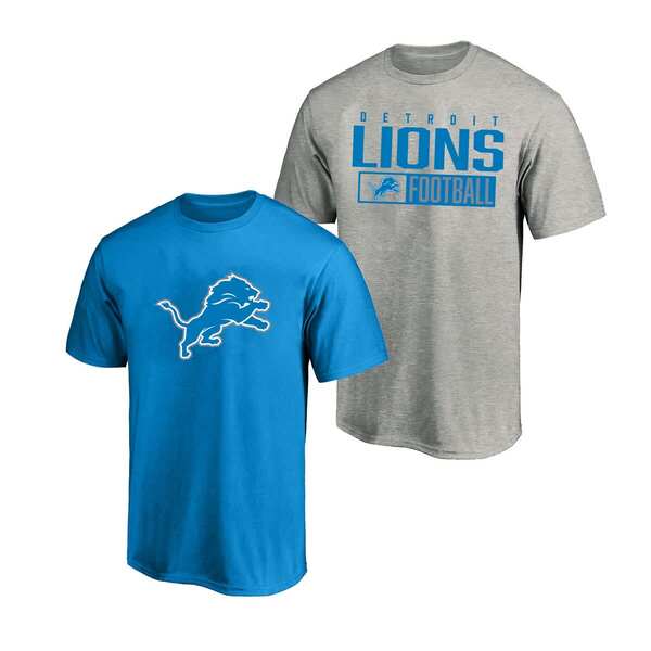 ファナティクス メンズ トップス Tシャツ トール Men's Fanatics Heather Gray/Blue Detroit Lions Big & Tall 2-Pack T-Shirt Set (Big Tall) Heather Gray グレー|ReVida 店