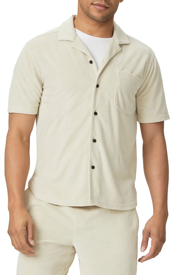 ペイジ メンズ トップス シャツ パイル PAIGE Colvin Terry Cloth Camp Shirt Macadamia|ReVida 店