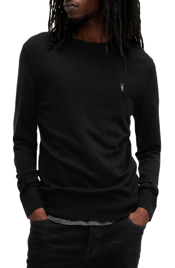 オールセインツ メンズ アウター パーカー・スウェット クルーネック ウール セーター AllSaints Mode Merino Wool Crewneck Sweater Black ブラック 32,370円