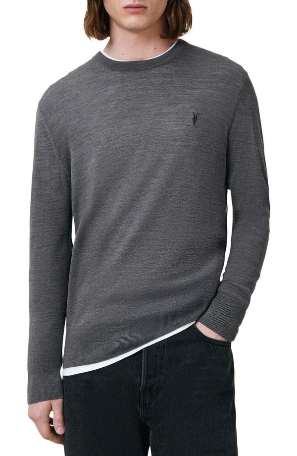 オールセインツ メンズ アウター パーカー・スウェット クルーネック ウール セーター AllSaints Mode Merino Wool Crewneck Sweater Monument Grey グレー|ReVida 店