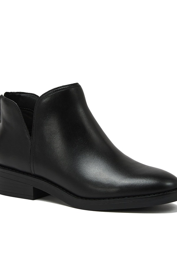 ランズエンド レディース シューズ ブーツ・レインブーツ アンクル Lands' End Essential Zip Up Ankle Booties Black Leather ブラック