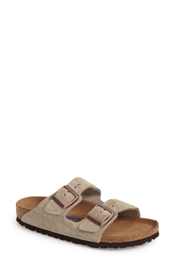 ビルケンシュトック レディース シューズ サンダル Birkenstock Arizona Soft Footbed Slide Sandal (Women) TAUPE トープ｜ReVida 店