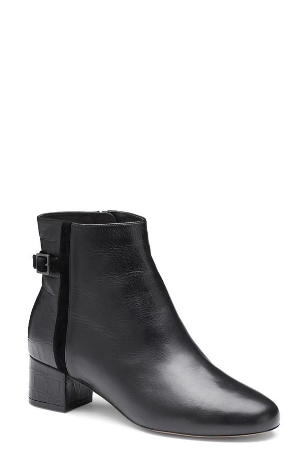 ジョンストンアンドマーフィー レディース シューズ ブーツ・レインブーツ Johnston & Murphy Sienna Belted Bootie (Women) BLACK NAPPA LEATHER ブラック|ReVida 店