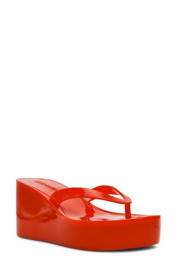 スティーブ マデン レディース シューズ ヒール プラットフォーム Steve Madden Jella Platform Wedge Flip Flop (Women) RED レッド|ReVida 店