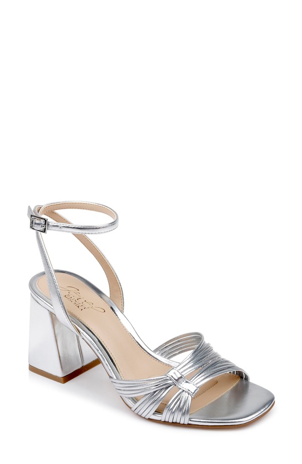 ジュウェルダグレイミシュカ レディース シューズ ヒール サンダル アンクル Jewel Badgley Mischka Michelle Ankle Strap Sandal (Women) SILVERLEAT|ReVida 店