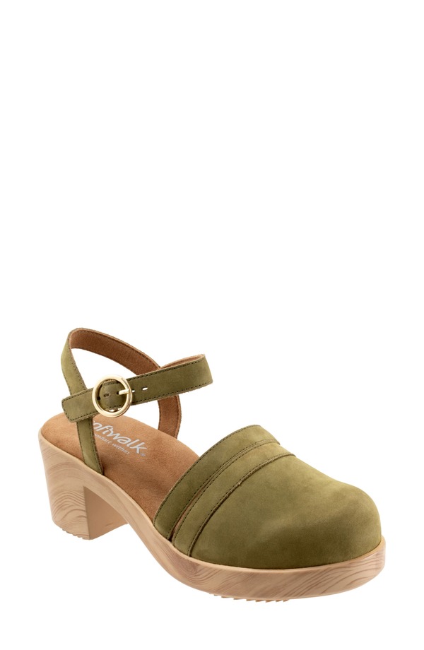 ソフトウォーク レディース シューズ サンダル プラットフォーム アンクル SoftWalk Fillmore Ankle Straplatform Clog (Women) OLIVE NUBUCK オリーブ|ReVida 店