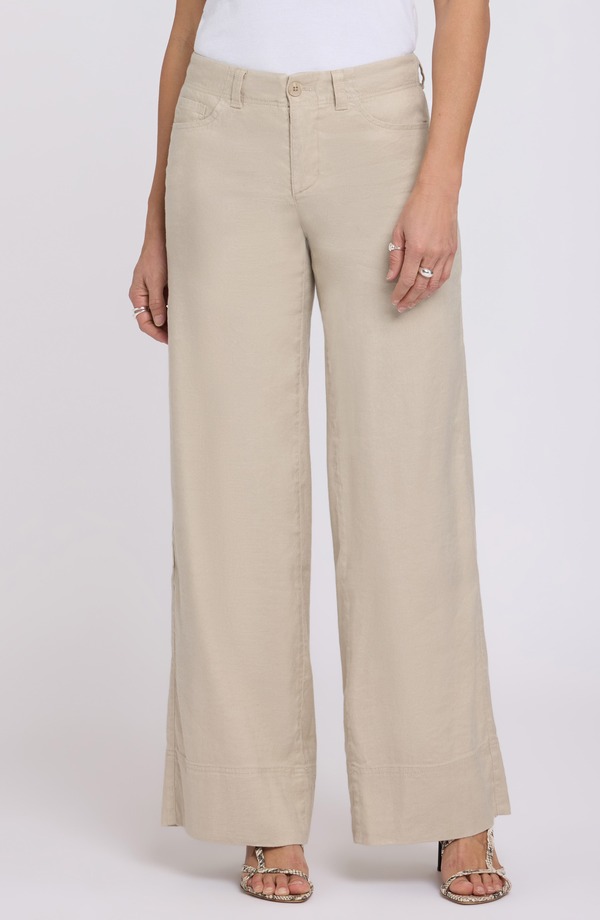 エヌワイディージェイ レディース ボトムス カジュアルパンツ ワイドレッグ プチ リネン NYDJ Linen Blend Wide Leg Pants (Petite Regular) FEATHER｜ReVida 店