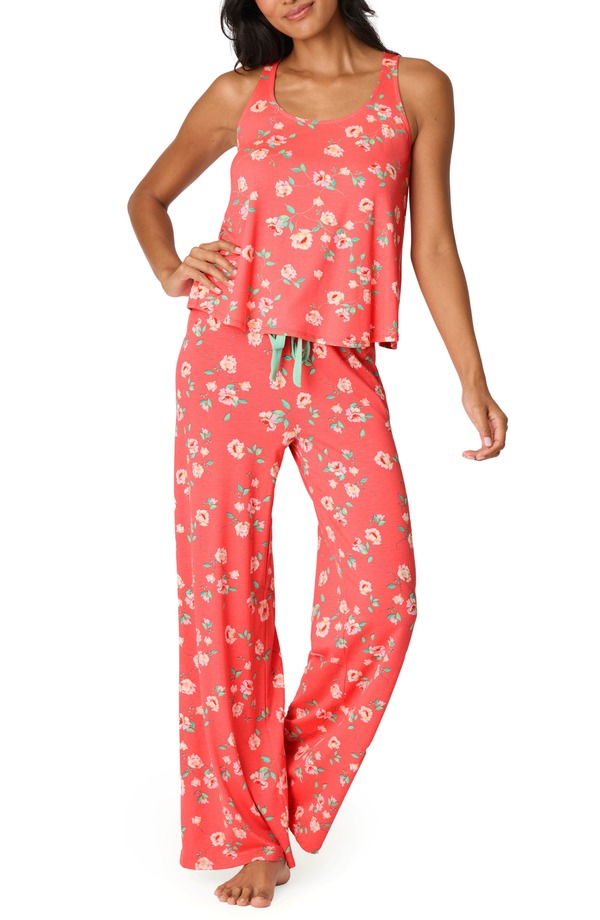 ピージェイサルベージ レディース アンダーウェア ナイトウェア ジャージー PJ Salvage Siesta Dreams Jersey Pajamas DARK CORAL コーラル|ReVida 店