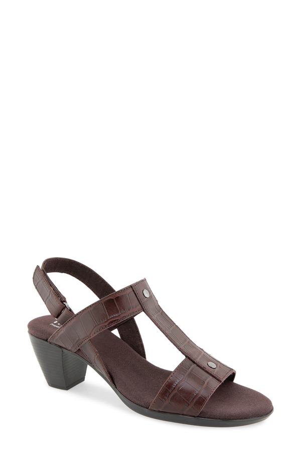 ムンロー レディース シューズ サンダル Munro Willow Slingback Sandal (Women) DARK CHOCOLATE CROCO チョコレート|ReVida 店