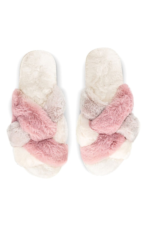 メモイ レディース シューズ サンダル MeMoi Weave Faux Fur Scuff Slipper (Women) IVORY アイボリー｜ReVida 店 11,985円