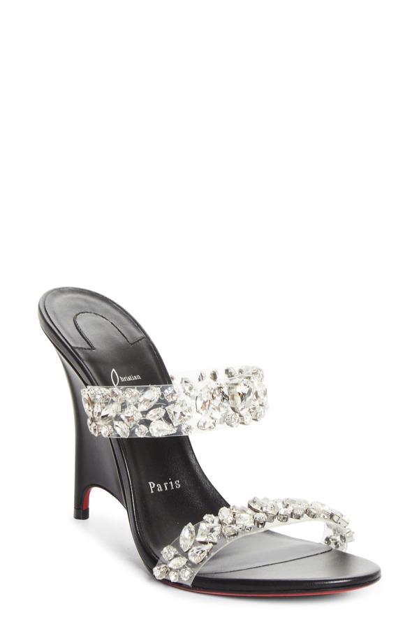 クリスチャン・ルブタン レディース シューズ スニーカー サンダル Christian Louboutin Solo Zee Jewel Sandal (Women) 5246 CRYSTAL/ BLACK/ LIN BK ブラック|ReVida 店