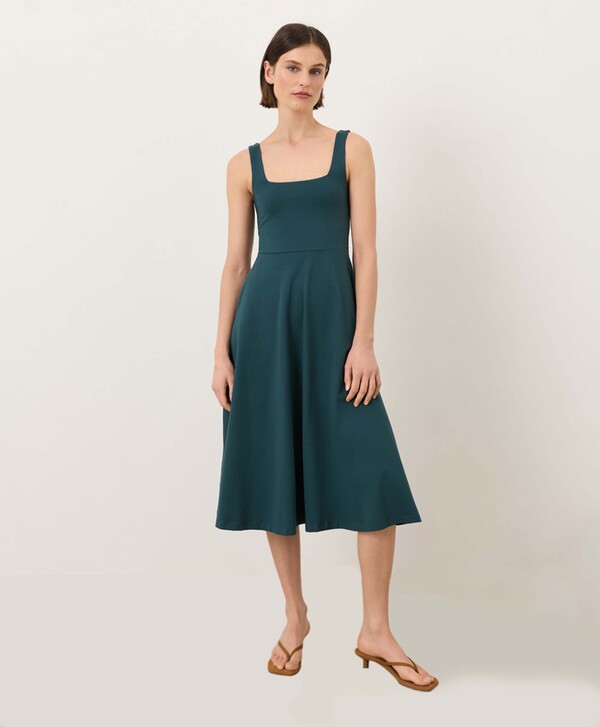 パクト レディース トップス ワンピース コットン Pact Fit & Flare Square Neck Dress Made With Organicotton Deep Aqua アクア｜ReVida 店