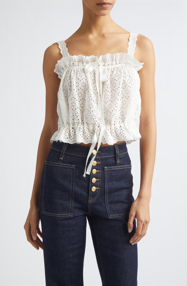 ウラ・ジョンソン レディース トップス シャツ コットン Ulla Johnson Isola Cotton EyeletopRISTINE｜ReVida 店 53,280円